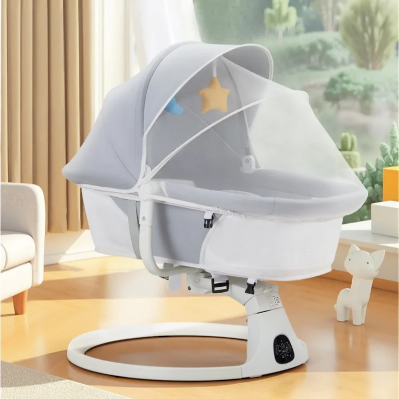 كرسي هزاز كهربائي للرضع من عمر 0 إلى 12 شهرًا، كرسي هزاز للأطفال قابل للطي، سرير مهدئ ذكي للأطفال، مقعد مهدئ للأطفال