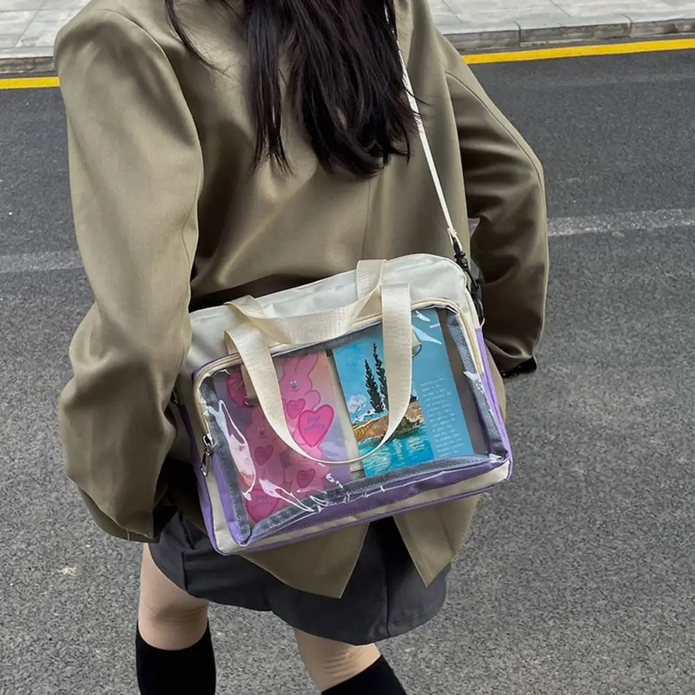 New Japanese Kawaii Bag Women High School Teenage Girls JK Bag Big Canvas Bag PVC Transparent Shoulder Bag Women