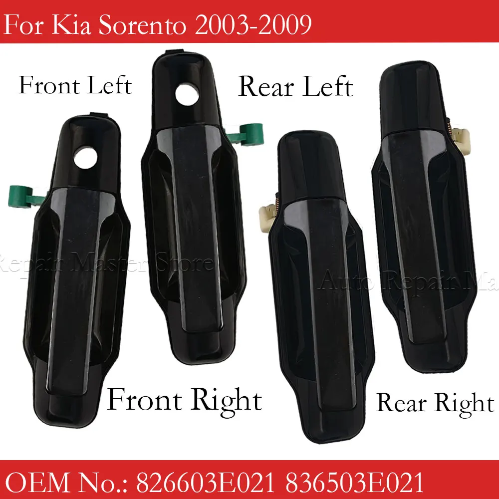 

For Kia Sorento 2003-2009 Front Rear Left/Right Exterior Door Handle ABS LHD Black 826503E021 826603E021 836503E021 836603E021