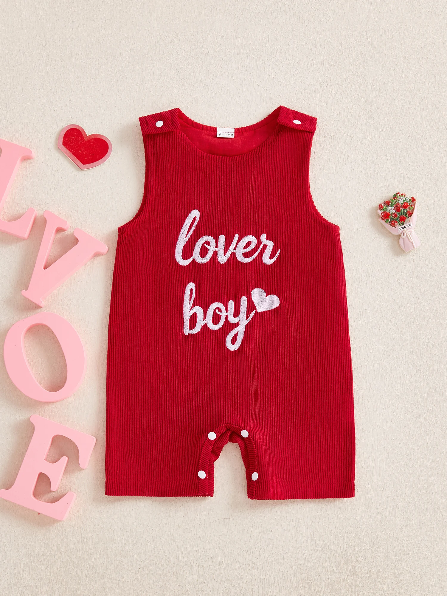 عيد الحب طفل الفتيان وزرة الدنيم أنيق بلا أكمام جولة الرقبة المطرزة بذلة مع رقعة القلب