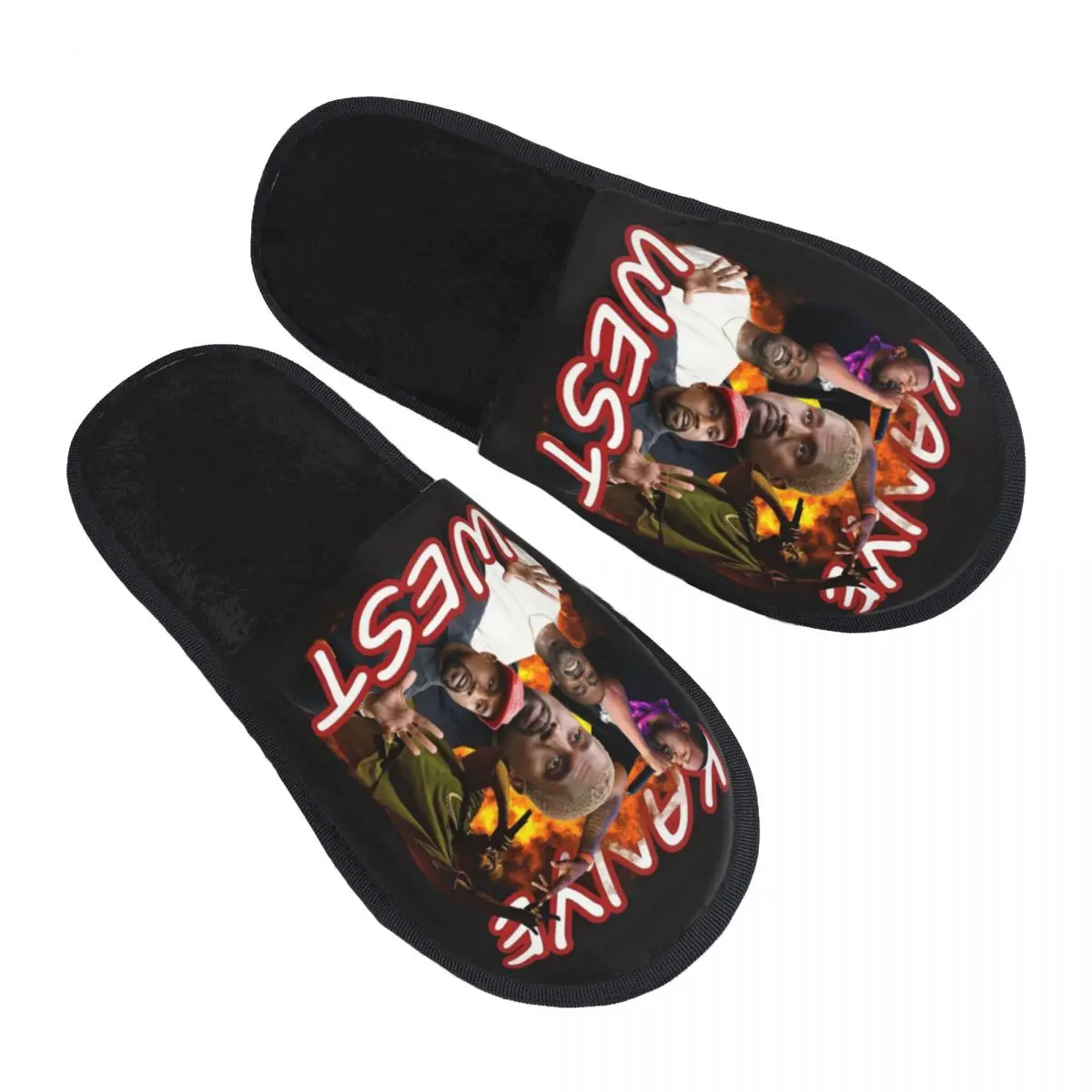 

Custom Print Women Funny Kanye West Rapper Singer House Slippers Soft Warm Memory Foam Fluffy Slipper Indoor Outdoor Shoes