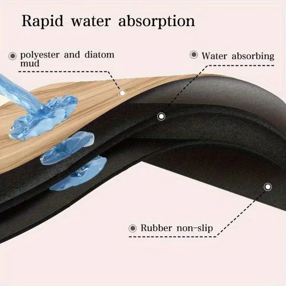 50X60cm Washing Machine Cover Diatom Mud Light Wood Grain Washing Machine Non-Slip Mat Water Absorbent Quick-Dry