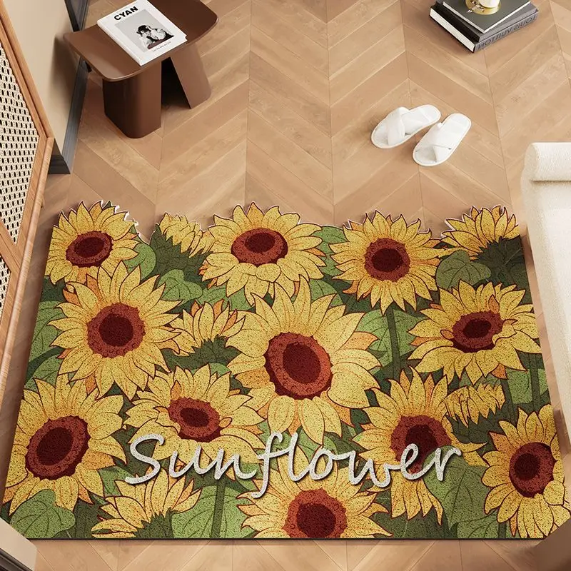 VIKAMA Flower Entry Door Mat Household Silk Ring Entry Dust Removal Floor Mat Large Entrance Dirt Resistant Anti-slip Foot Mat