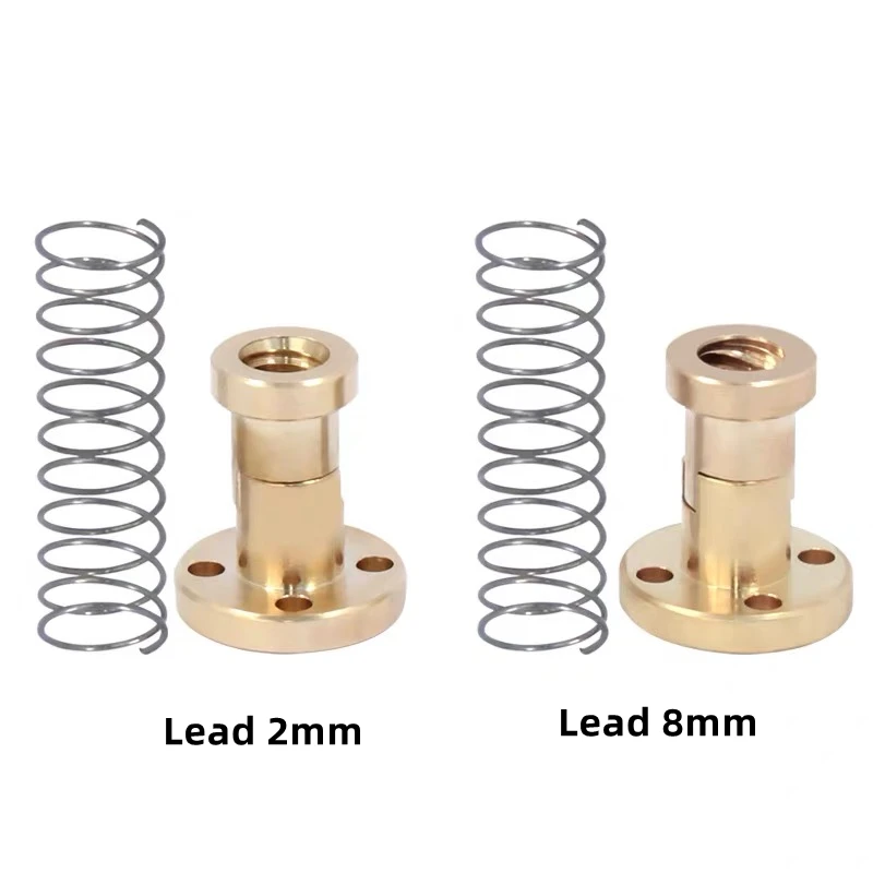 T8 Anti-backlash Lead Screw Brass/POM Spring Nut Elimination Gap Lead 2mm/4mm/8mm for CNC 3D Printer Parts Ender 3 CR10/ Tornado