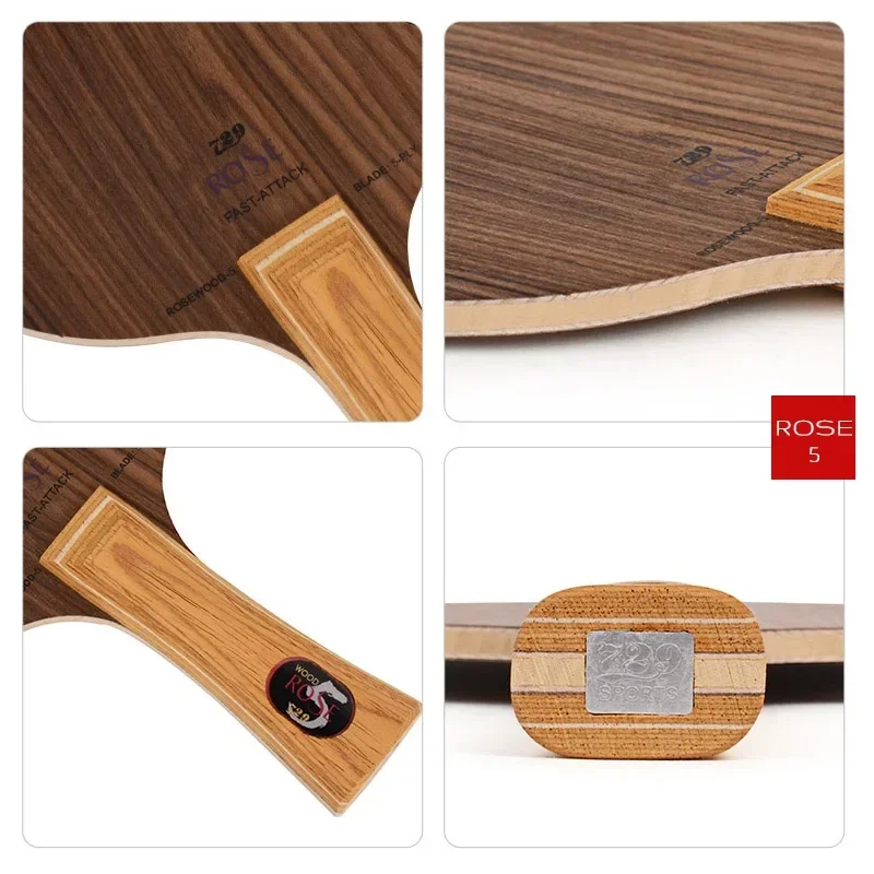 Hoja de tenis de mesa de madera de rosa de la Amistad Original 729 profesional de madera pura apagado + hoja de Ping Pong para ataque rápido con bucle