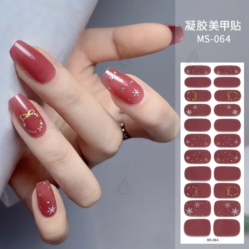 

New Christmas nail sticker wind nail sticker Christmas snowflake 22 finger no bake gel