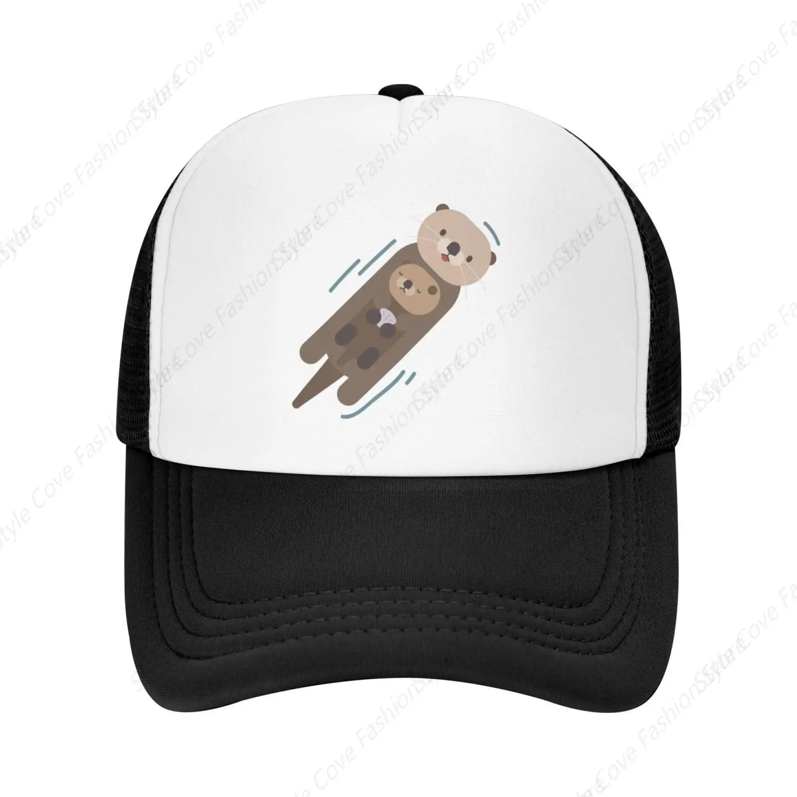 

Mesh Dad Hat Cute Sea Otter Sleep Baseball Dad Cap Funny Distressed Trucker Cap Unisex Baseball Hat Summer Adjustable Sun Hat