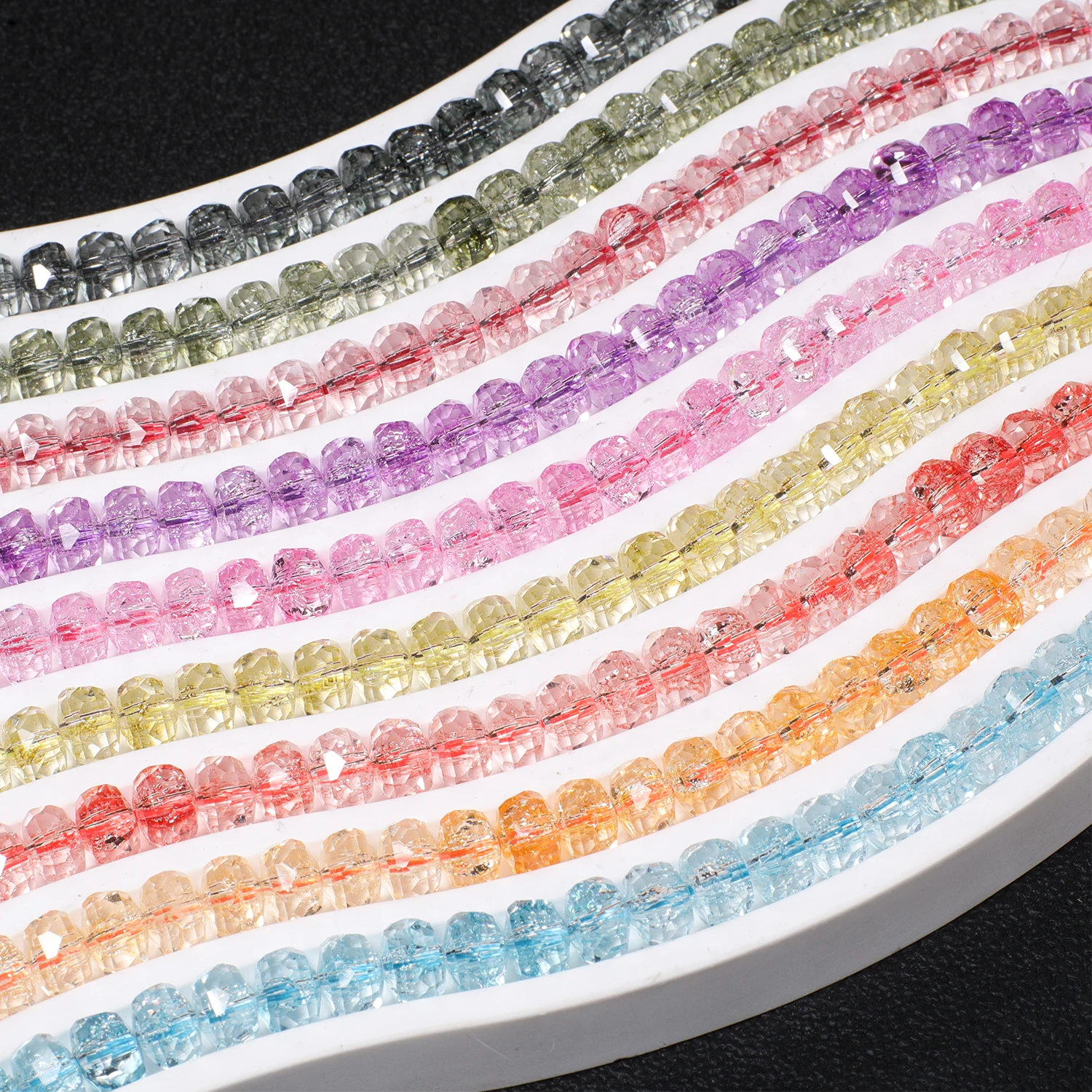 8x5mm Halbplattierte Mehrfarbige Facettierte Rad-Kristallquarz-Perlen AB-Farbe Transparente Glasperlen für DIY-Armband und Halskette – Detail 3