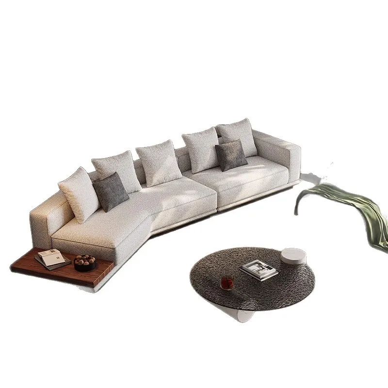 

Italian minimalist horizon cotton and linen sofa special-shaped fabric living room villa large apartment