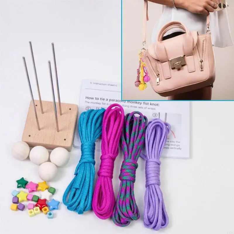Monkey Fist Paracord Set fai -da -te con strumento a maglia Pendente a palla decorativa per donna per donna Kxre