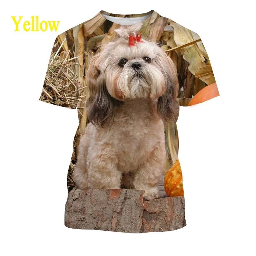 New Fashion ShihTzu 3D Printed T-shirt Animal Dog T-shirt Men and Women Summer Casual Short Sleeved Shirt Top