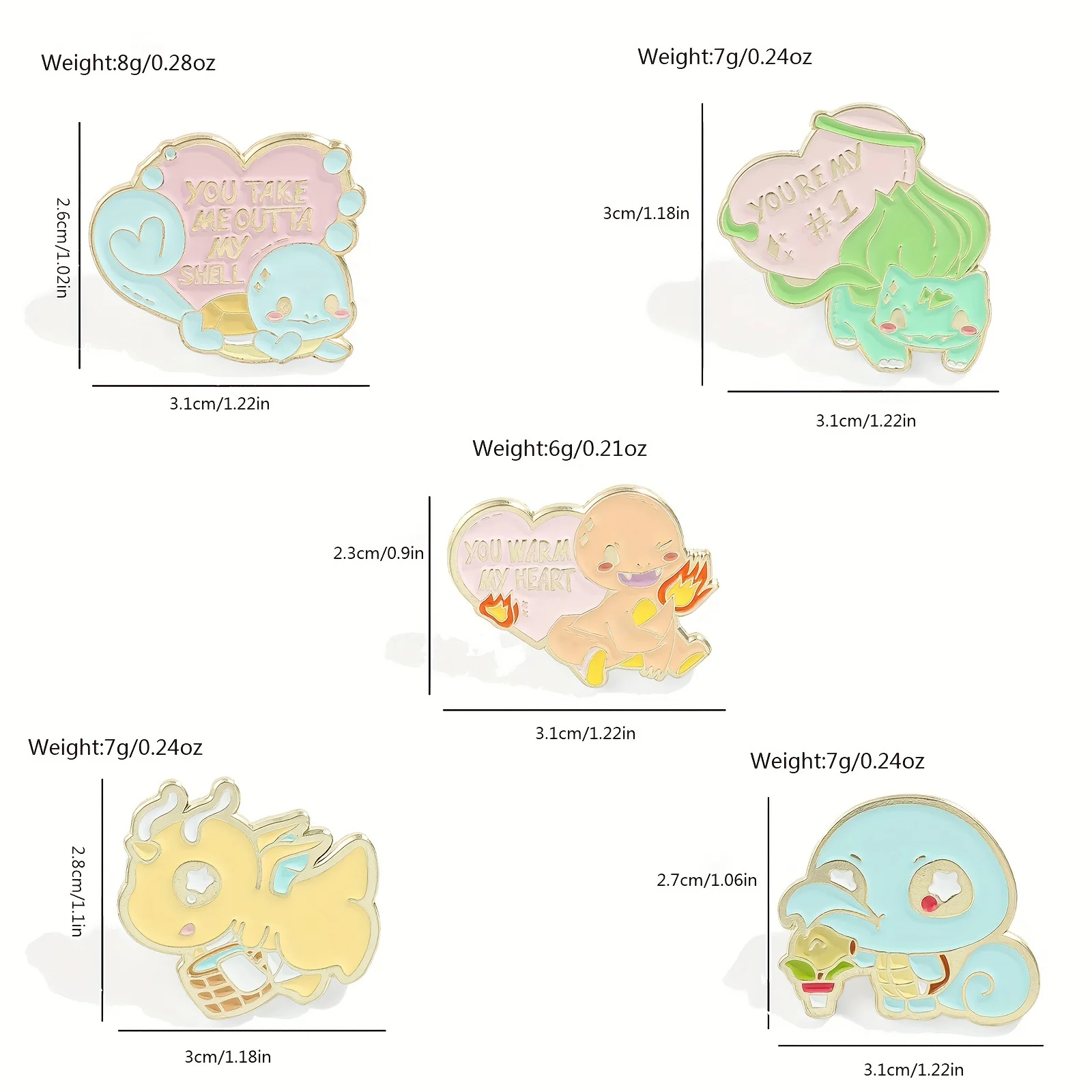 5 Pcs Cute Anime Brooch Personality Bulbasaur Squirtle Enamel Pin Metal Badge Jewelry Clothing Backpack Accessories Gift view 4