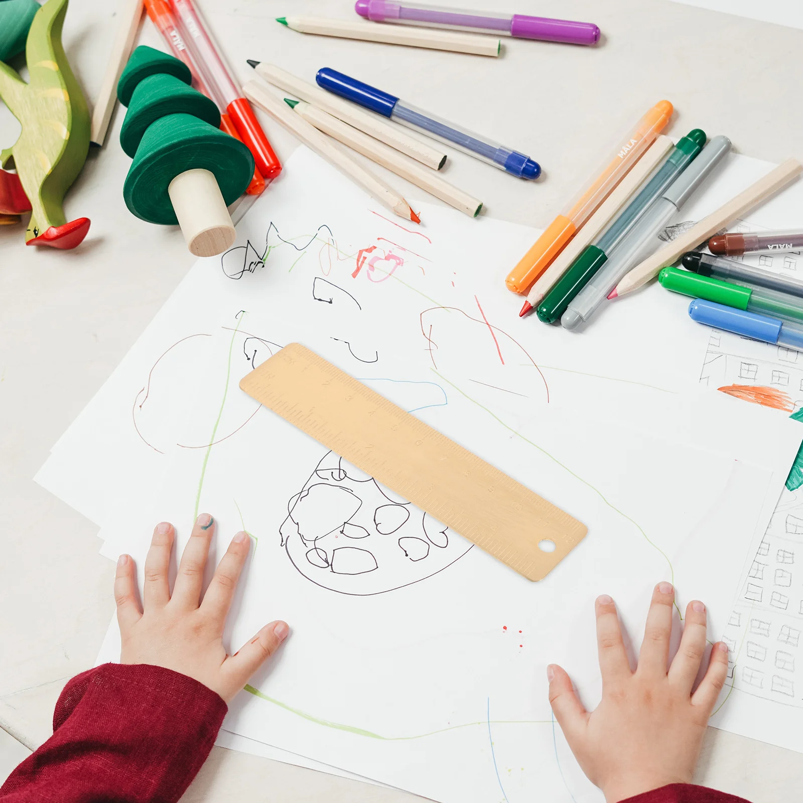 2 قطعة 12 سنتيمتر النحاس حاكم المحمولة لوحة صغيرة أداة قياس مقياس دقيق علامات للرسم في الهواء الطلق وحدات مقياس حاكم