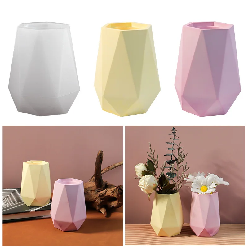 Epoxy Mold Six-Side Cut Vase Silicone Mold Flower Arrangement Bottle Home Living Room Decoration Ornaments