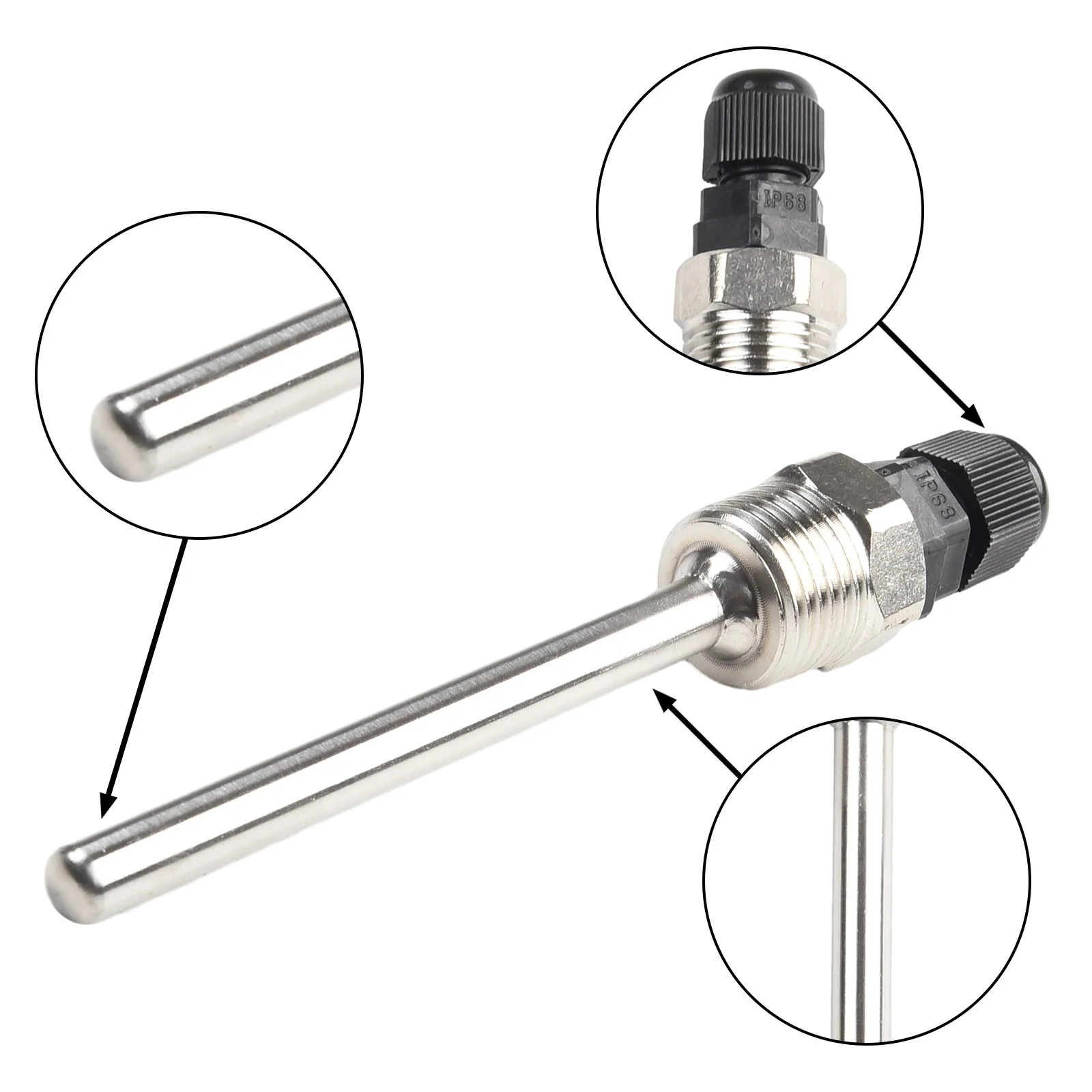 Thermowell 30-200mm Degree Sensor Housing 4-point Blind Tube Stainless Steel Probe Water Tank Protective Shell Solar Accessories