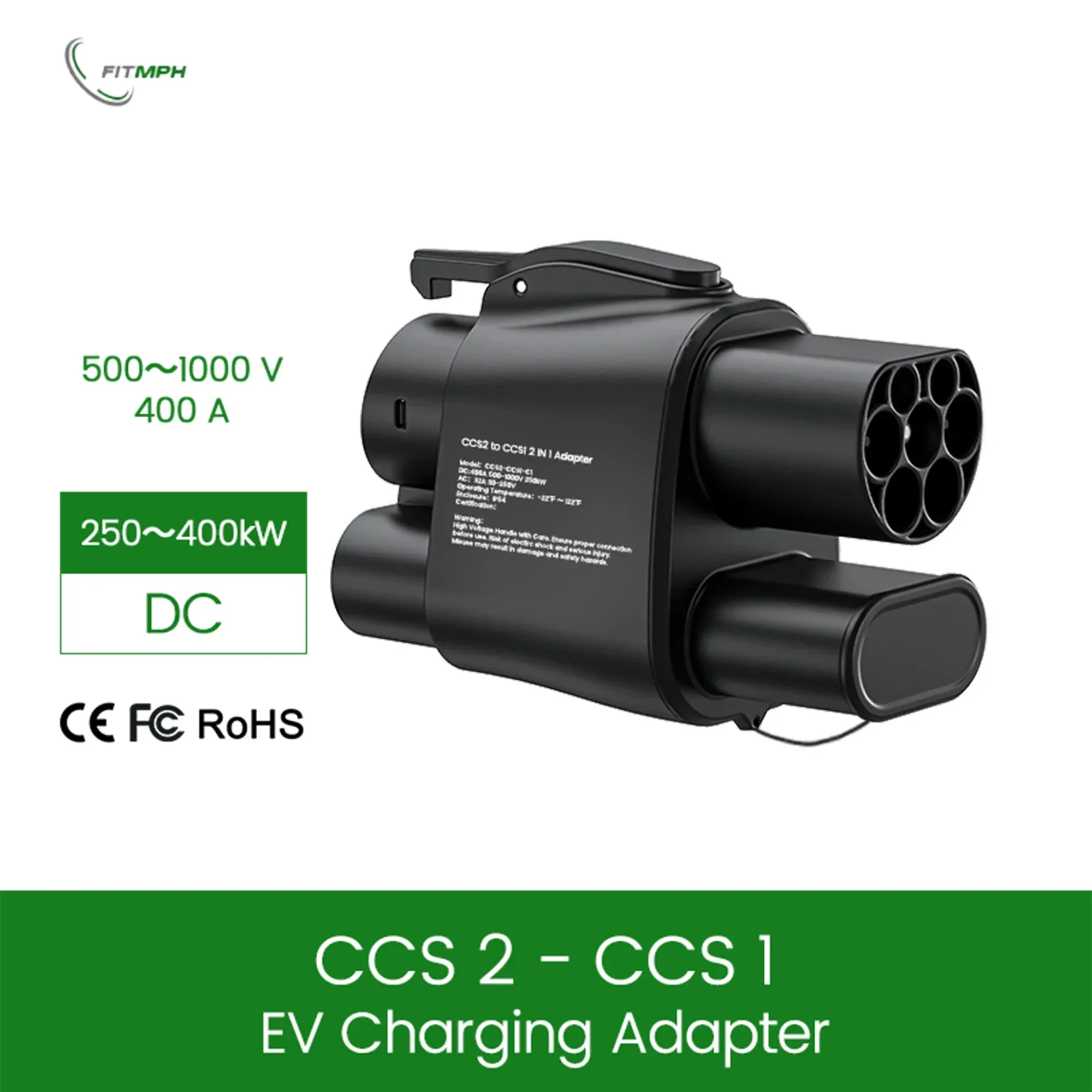 FITMPH CCS2 to CCS1 EV Charging Adapter, 2 in 1 DC AC Fast Charging Converter for CCS1 Charging Port BEV PHEV in EU Russia 250kW