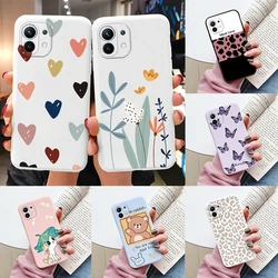 Flower Phone Case For Xiaom Mi 11 Lite 11Lite 5G NE Funda Cute Heart Cartoon Owl Xiaomi 12 13 Lite Matte Soft Back Cover Bumper