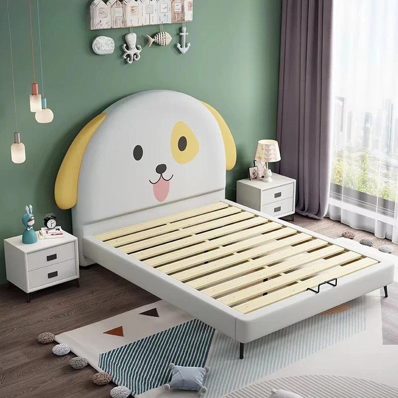 إطار سرير للأطفال عالي الجودة بجرو داخلي للأطفال سرير مفرد خشبي على شكل حيوان سرير أطفال كرتوني
