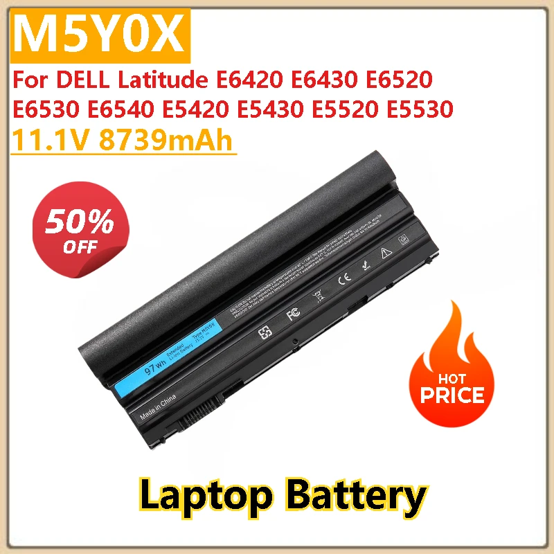 

New High Capacity 11.1V 8739mAh M5Y0X Laptop Battery For DELL Latitude E6420 E6430 E6520 E5430 E5520 E5530 E6530 E6540 E5420
