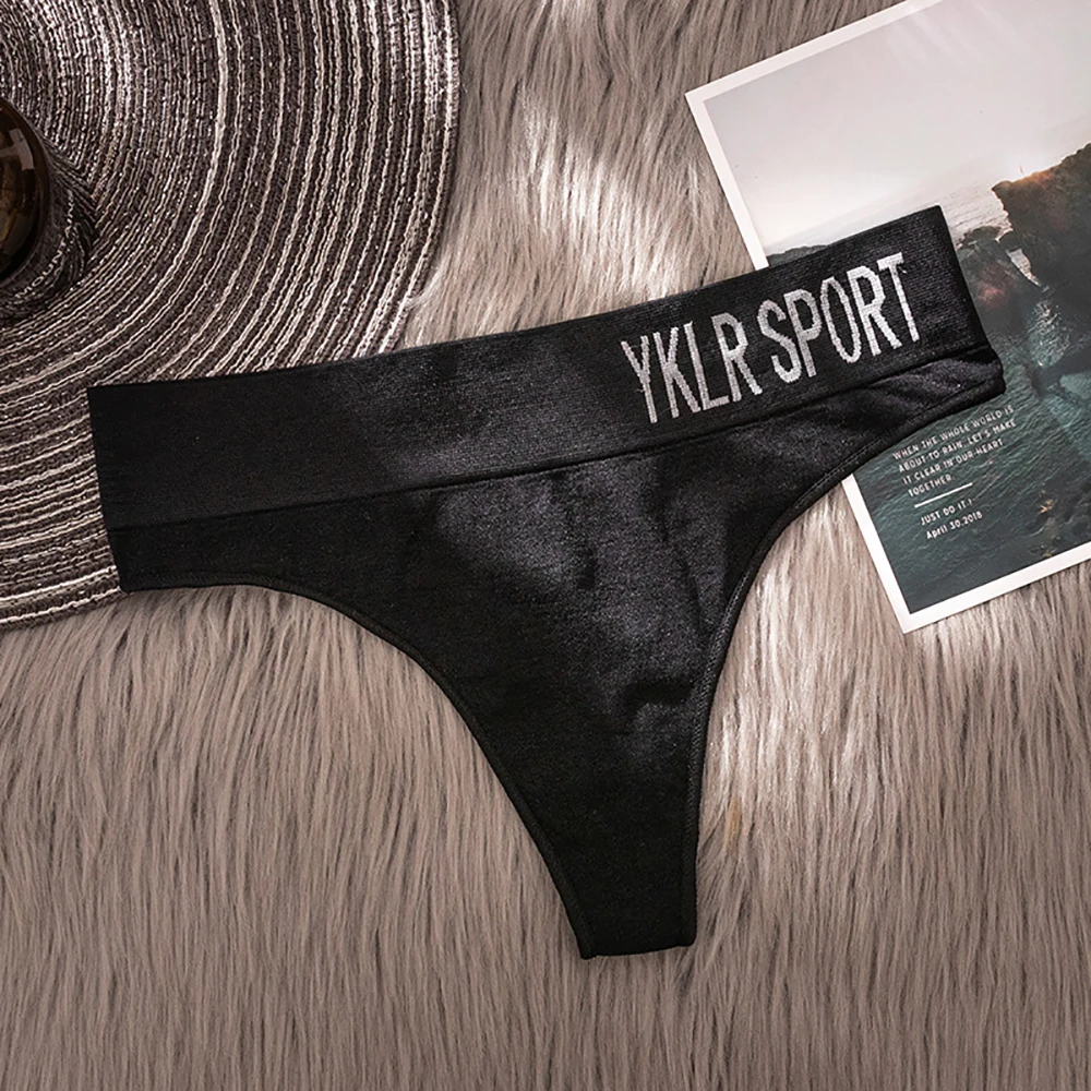 快適で通気性のある無地Tバックショーツ、コットンマチ付きレタープリント、セクシーな女性用Gストリングブリーフ