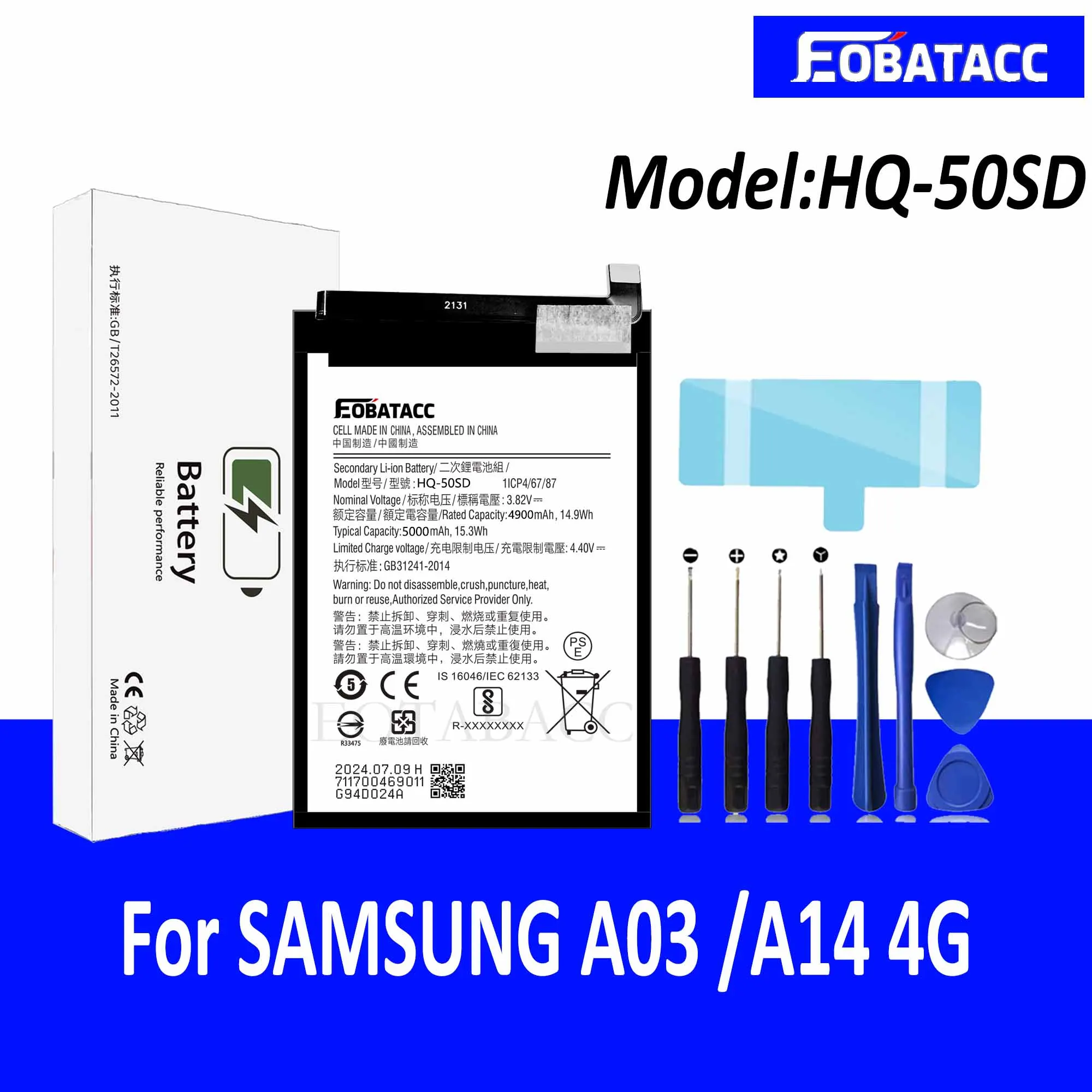 

EOTABACC 100% New Original Battery HQ-50SD For Samsung A03 /A14 4G Battery +Tools