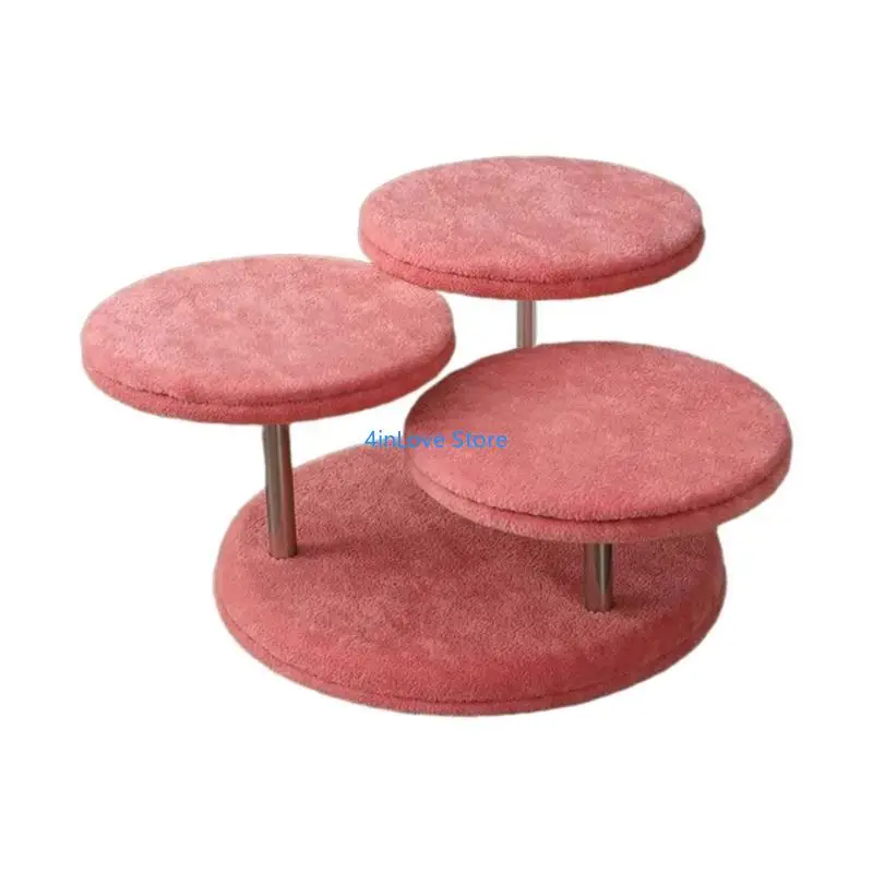 

T4MD Three Tiers Jewelry Display Stand Fabric Material Rings Holder Display Stand Suitable for Store Owners and Collectors