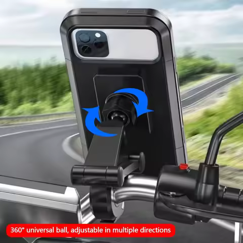 Waterproof Motorcycle Bike Mobile Phone Holder GPS 360&deg; Swivel Adjustable Bicycle Motorcycle Cellphone Holder for Various Phone