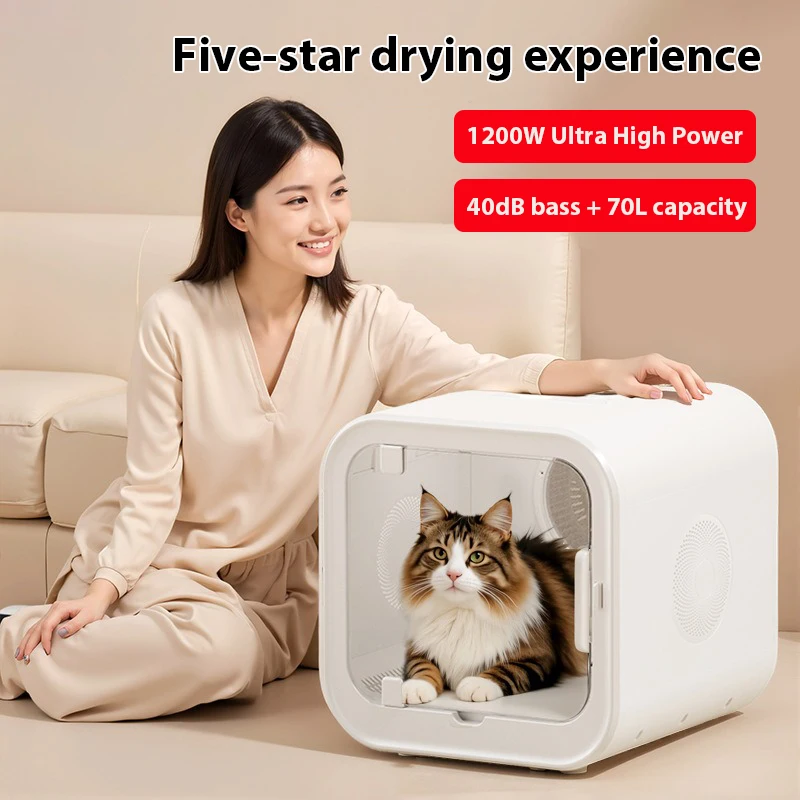 70L Large Capacity Pet Grooming Hair Dryer Box Ultra Quiet Pet Dryer Box Low Noise Cat Dog Dryer Machine for Home Use