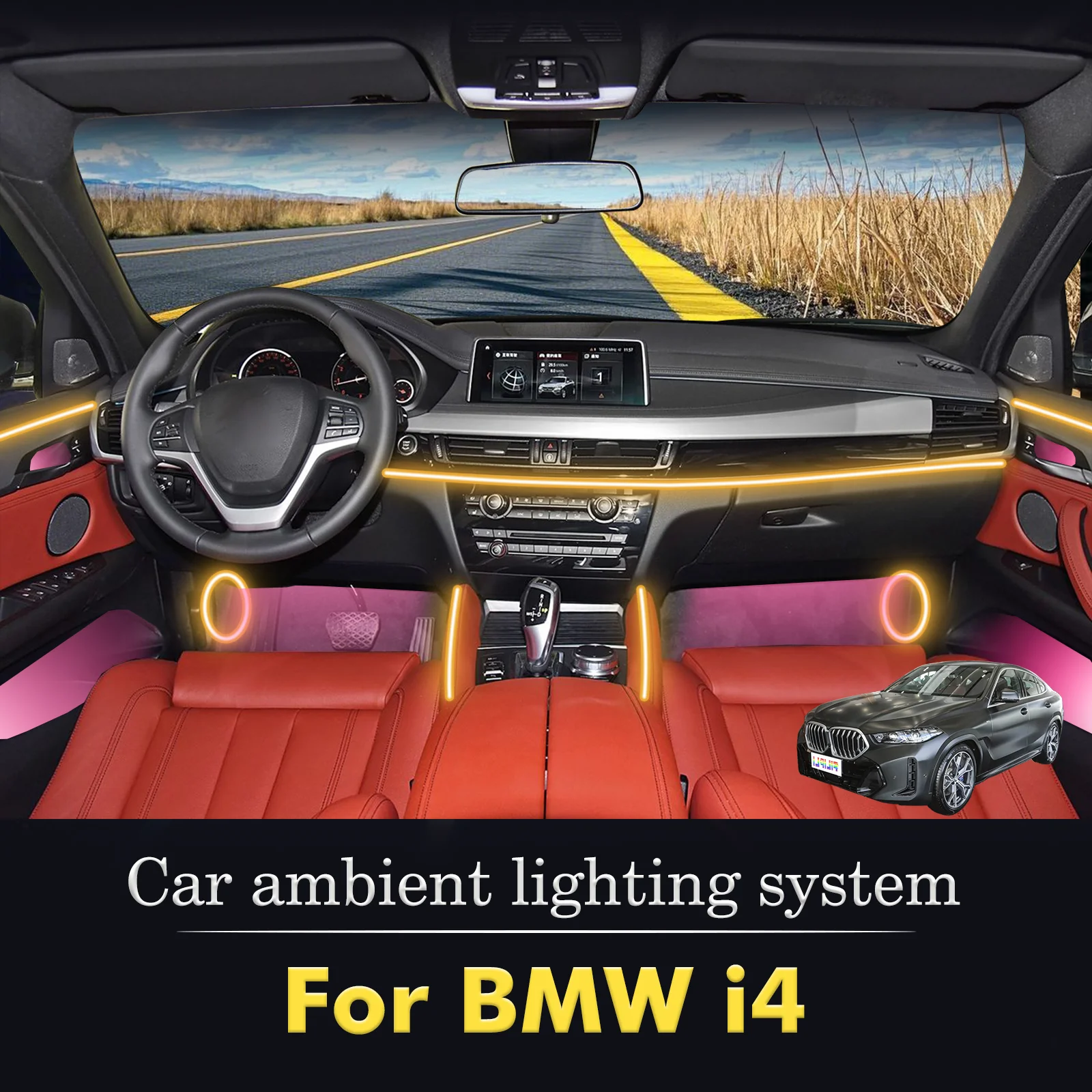 

For BMW X6 Smart Remote Control Car Interior Ambient Light RGB 64 Colors LED Energy Saving Efficient Lamp Kit