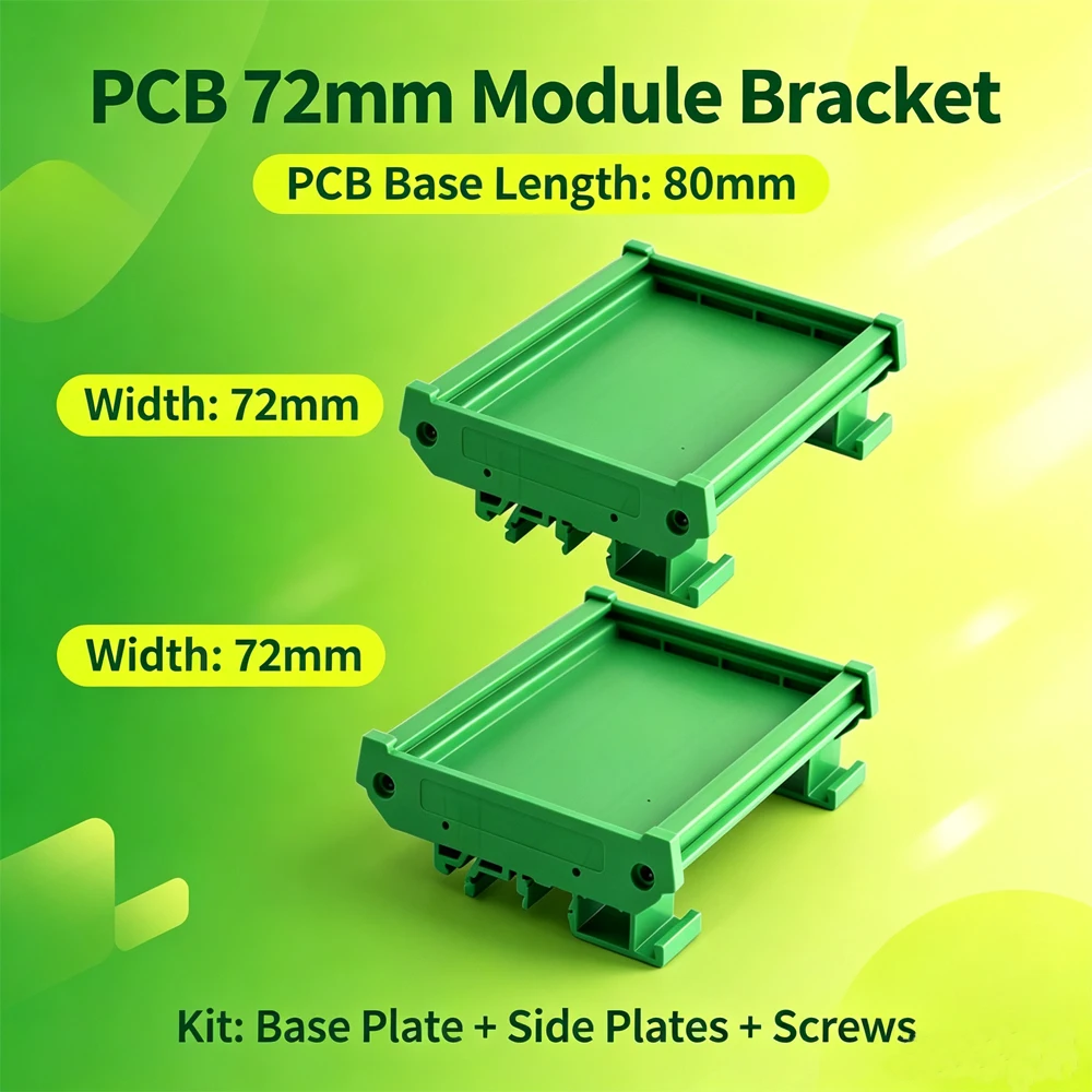72mm PCB Module Bracket DIN Rail Mount Housing Base 40‑140mm For PLC Relay Circuit Board Terminal Block PCB Module Installation
