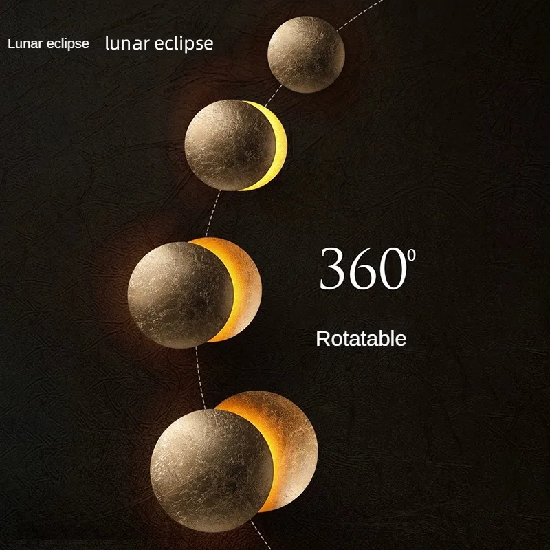 Modern LED Circular Eclipse Lunar Lâmpada de Parede Nordic Quarto Bedroom Bedside Lamp Living Background Wall Lights para Home Night Light