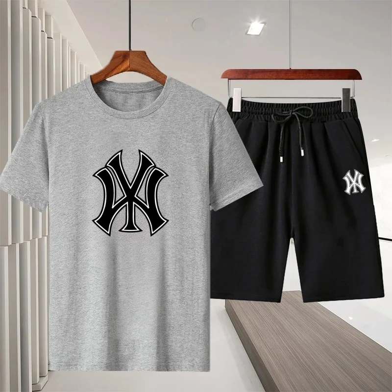

Summer men's cotton casual sports loose printed fashionable sports comfortable round-neck short-sleeved T-shirt top