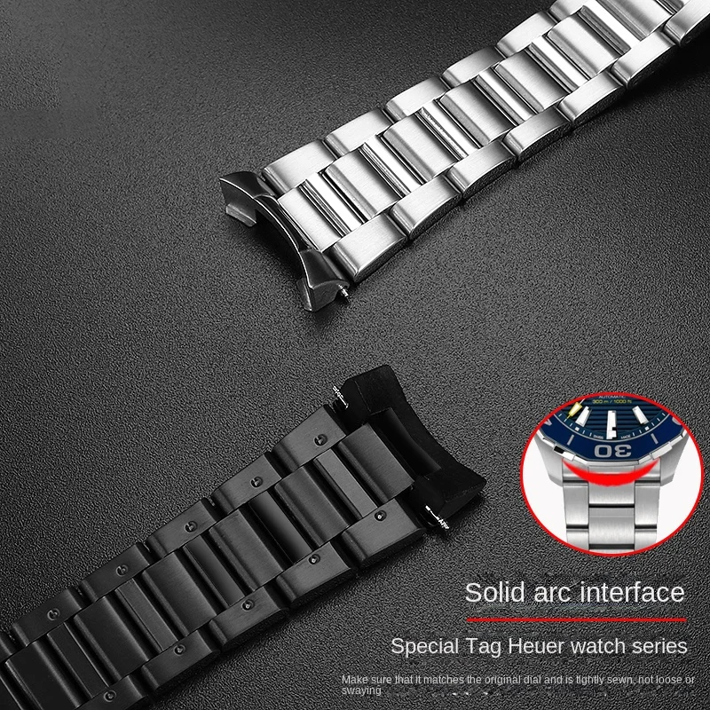 For TAG Heuer stainless steel strap Aquaracer Race Dive Carrera black water ghost 22mm 24mm curved metal watch band bracelet