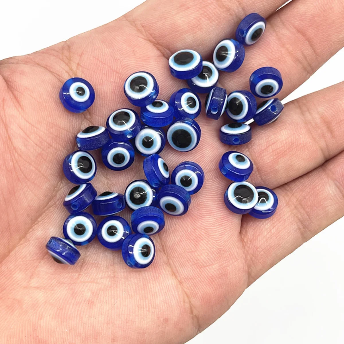 Z12 50pcs/lot 8mm Fun New Polychrome Charm Evil Eye Resin Spacer Bead Jewelry Making DIY Handmade Earring Bracelet Accessories