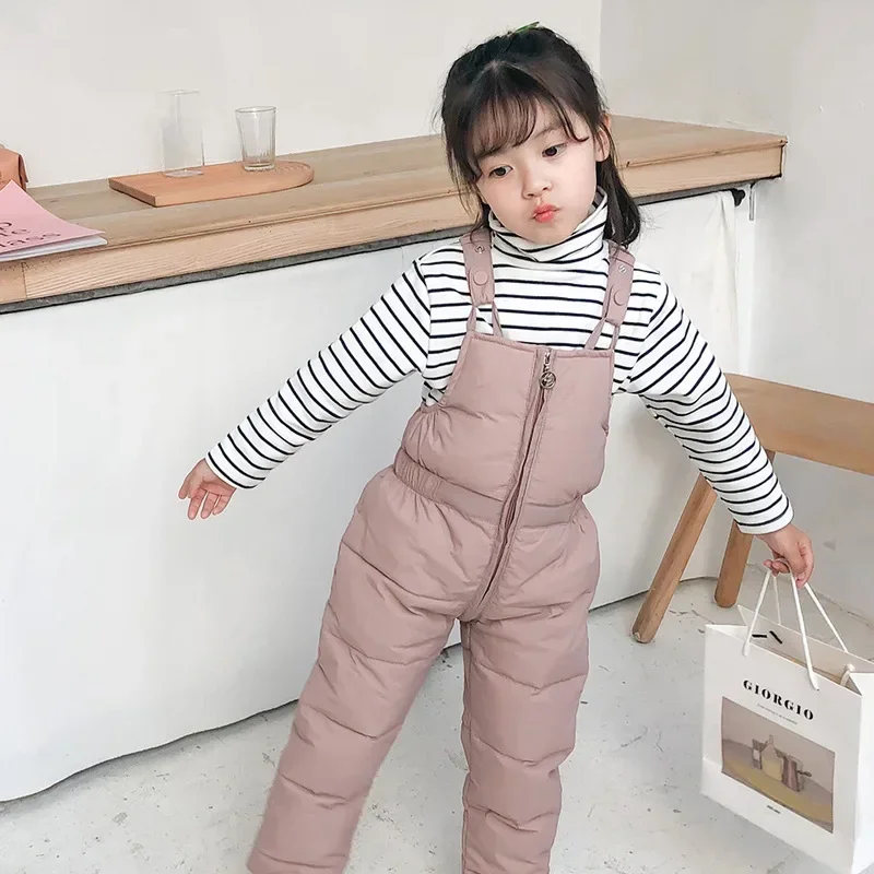 

Baby Cotton Suspender Pants Autumn Winter Kids Thick Warm Overalls Toddler Boy Girl Jumpsuit For Children's 1-5 Years Trousers