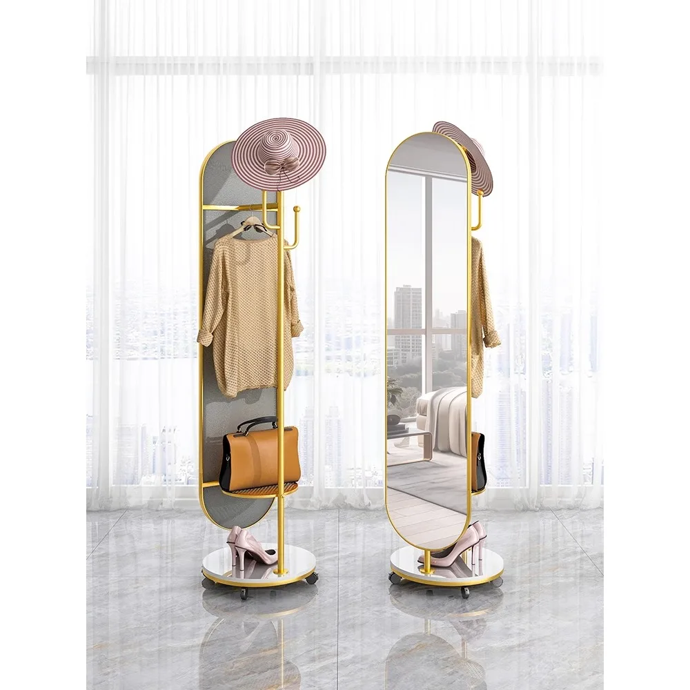 Full-length mirror, dressing mirror, light luxury windbreaker, hat rack, rotating floor-to-ceiling mirror, hanging hanger, integ