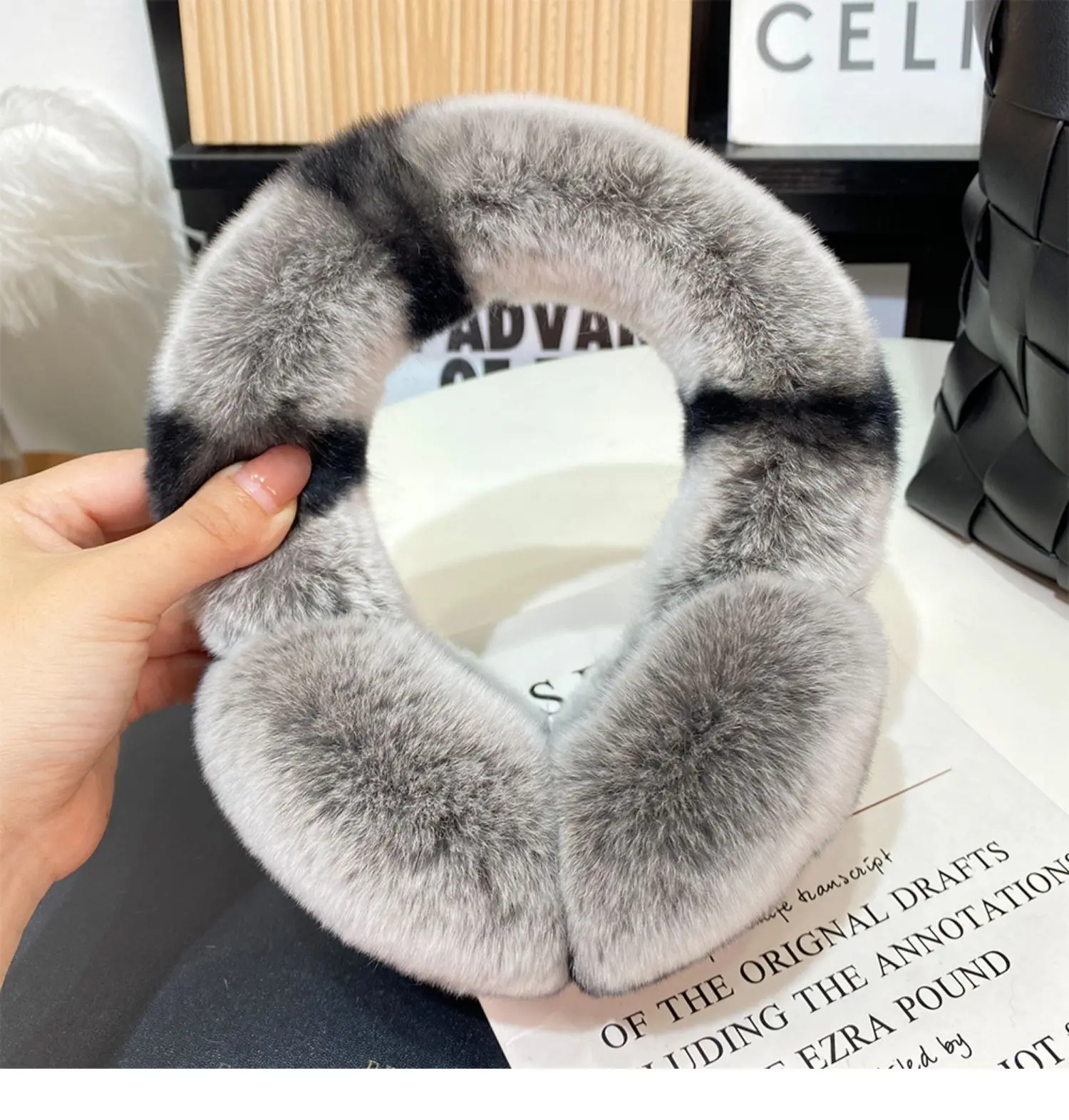 Natürliche Rex Kaninchen Fell Ohrenschützer Für Frauen Winter EarWarmers Weiche Warme Kabel Pelzigen Echte Rex Kaninchen Ohr Abdeckungen Für Kaltes Wetter – Detail 4
