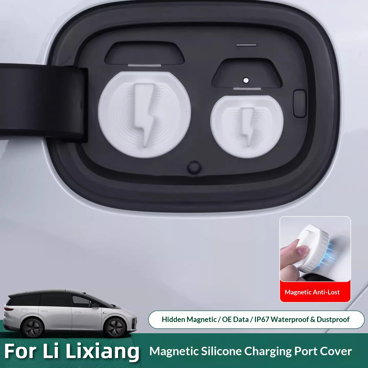 For Li Lixiang L6 L7 L8 L9 Custom Molded Magnetic Charging Port Cover Dustproof Fogproof Waterproof Silicone Protective Cover