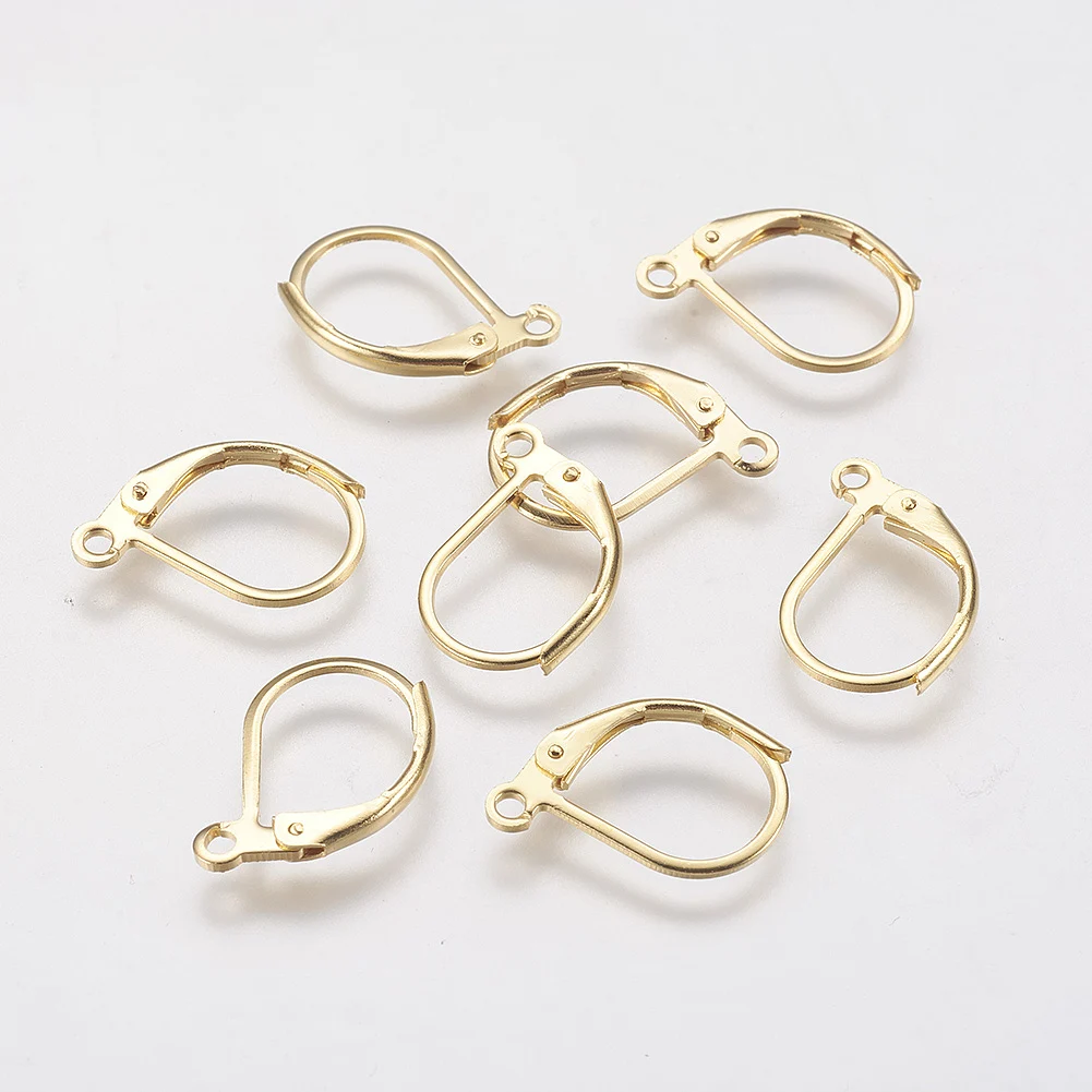 

100pcs 304 Stainless Steel Leverback Earring Findings with Loop Golden for Making DIY Jewelry Earring Eardrop Craft Supplies