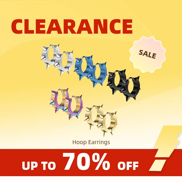 Clearance_1 Pairs Stainless Steel Hinged Hoop Earrings For Men, Punk Spike Earrings_Continuous updates
