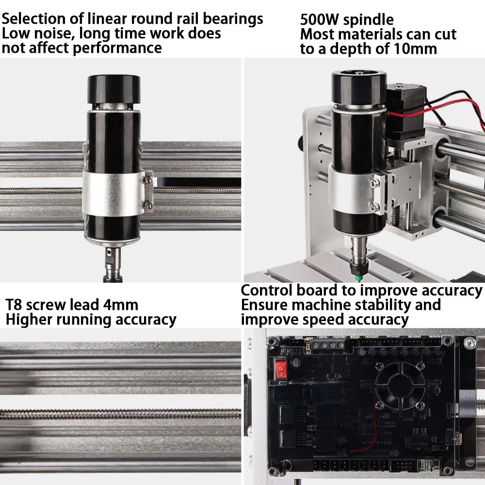 Machine de gravure laser CNC 3018 Max avec broche, fraiseuse à métal, graveur laser 20W, routeur à bois bricolage, coupe NW, acier inoxydable, 500W