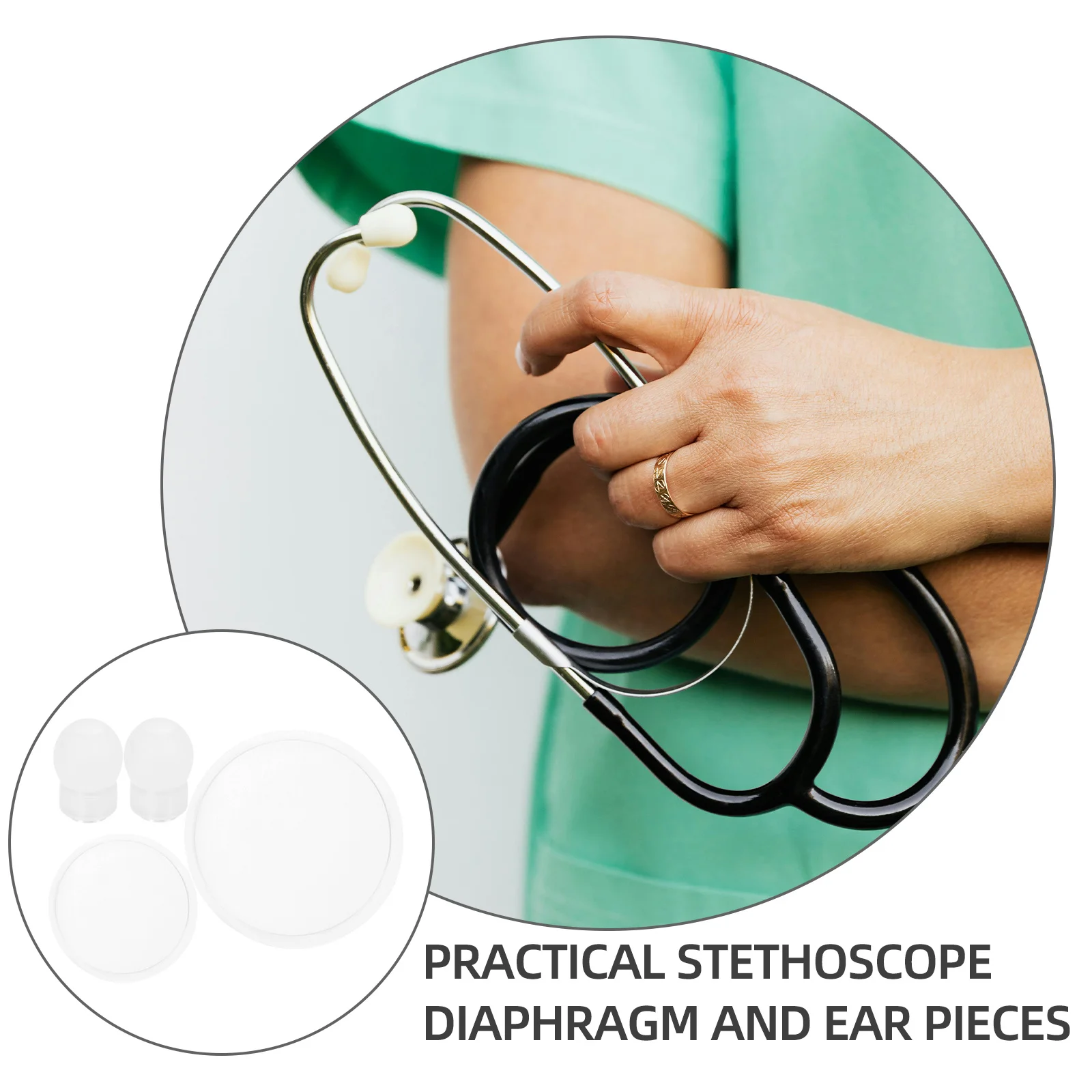 

1Set Replacement Stethoscope Diaphragm Film and Ear Tips Kit for Children Adults Sturdy Safe with Accurate