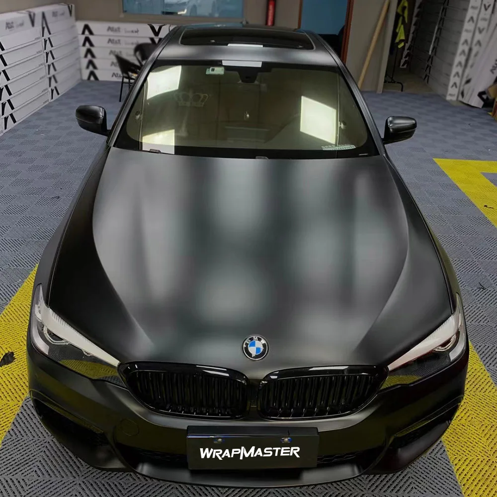 5x56ft Satin Metallic Black Car Wrap Vinyl Film for Automobiles High-Quality Durable Wrap Film for Vehicle Customization