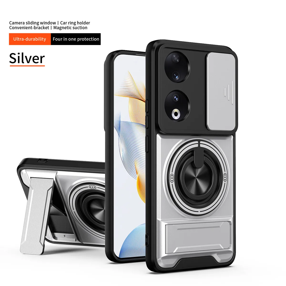 Ringhalter-Hülle für Huawei Honor 90 5G, magnetischer Ständer, Linsenschutz, Schutzhülle für Honor 90 Lite, stoßfeste Handyhülle. – Detail 19