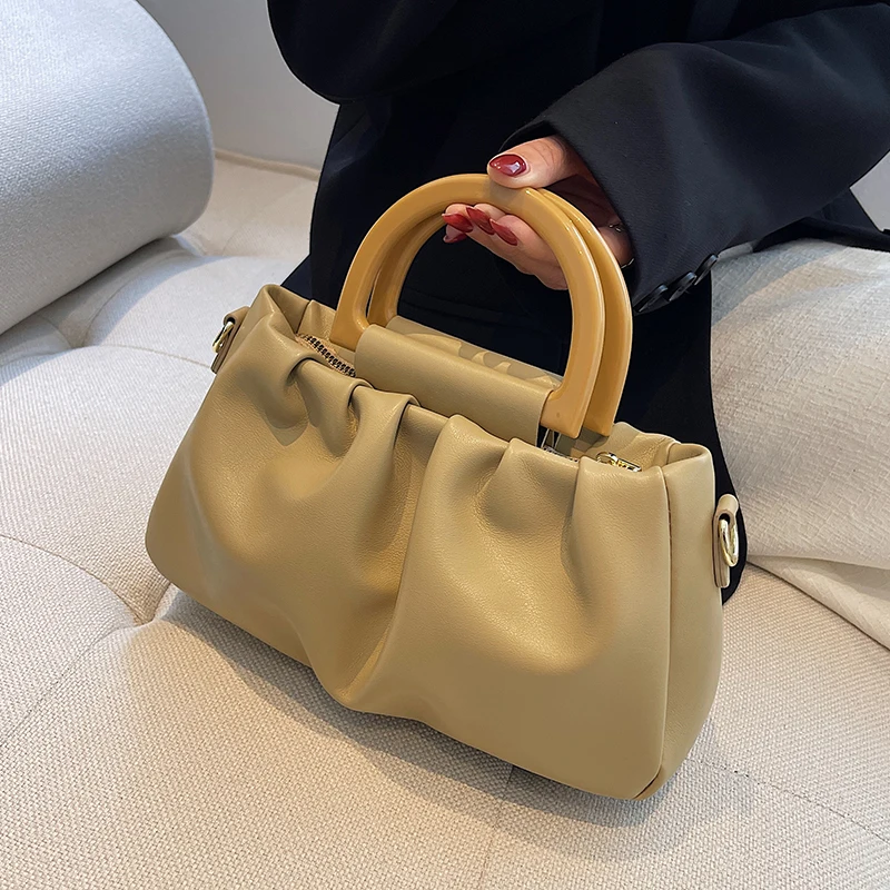 

Soft Leather Pleated Cloud Bag New Women Personality All-match Handbags Elegant Fashion Large Capacity Crossbody Bags