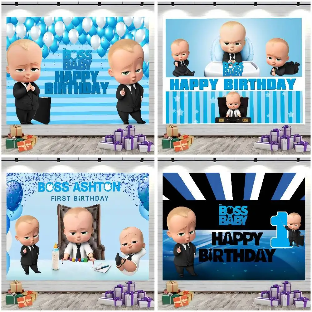 Cartoon Boss Geburtstag Baby Fotografie-Hintergründe Neujahr Heimdekoration Fotokabine Fotografische Kulissen Requisiten