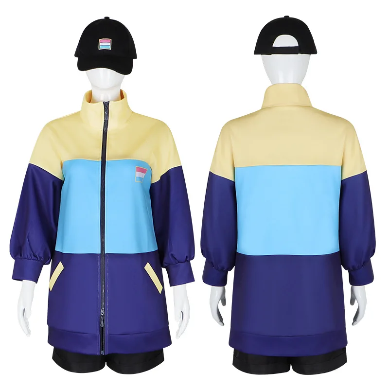 Anime Ya Boy Kongming Tsukimi Eiko Cosplay Traje para Mulheres, Uniforme Esportivo, Halloween Role Play Coat, Boné de beisebol, Peruca Terno completo