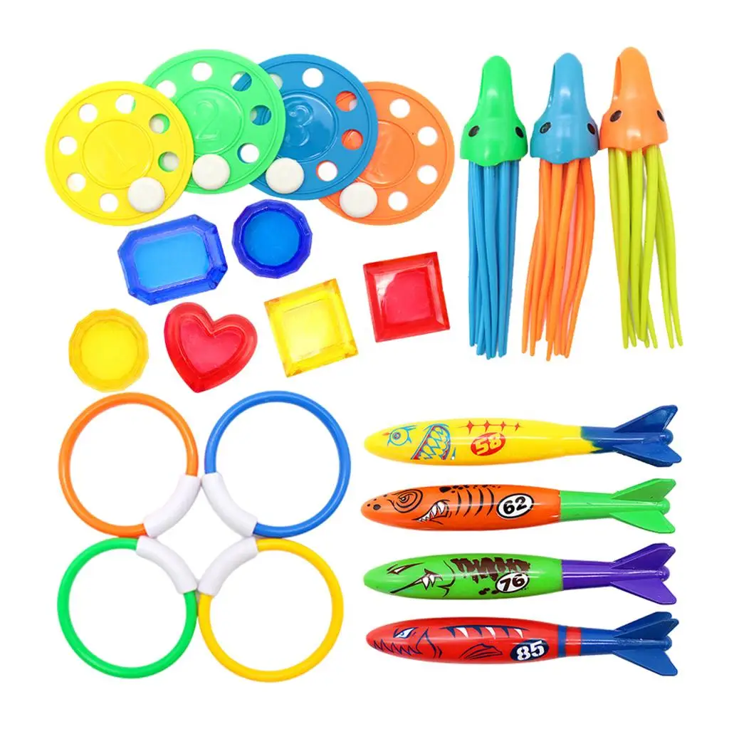 Summer Water Diving Toys Pool Toys Set Diving Sticks Pool Fish Grab Toy 21pcs