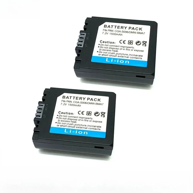 7.2V 1.5Ah CGR CGA S006E S006 A PP DMW-BMA7 Battery + Charger for Panasonic DMC FZ7 FZ8 FZ18 FZ28 FZ30 FZ35 FZ38 FZ50 Batteries