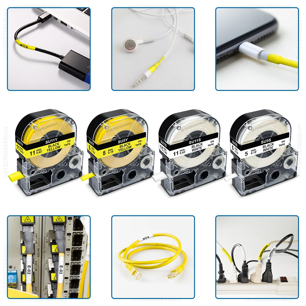 5/10PK SU5S kompatybilna rurka termokurczliwa Epson SU5S SU5Y SU11S SU11Y SU3W SU3Y dla Epson LabelWorks LW-300 LW-400 drukarka etykiet — zdjęcie produktu 6